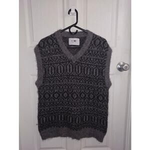 NN07 No Nationality Alpaca Wool Sweater Hugo Vest Men Large Gray Nordic Pattern